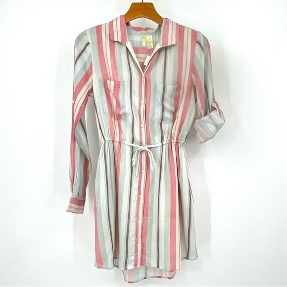 Japna‎ Long Sleeve  T-Shirt Dress W/Waist Tie Size XS NWT E12